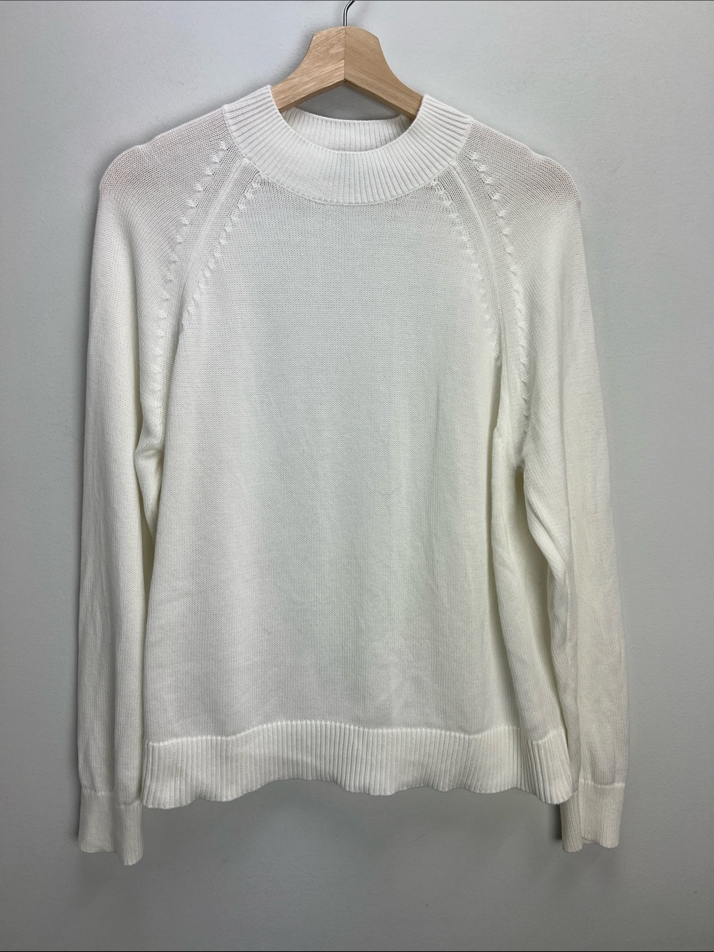 Quince Organic Cotton Mock Neck Sweater White Womens Medium Minimalist